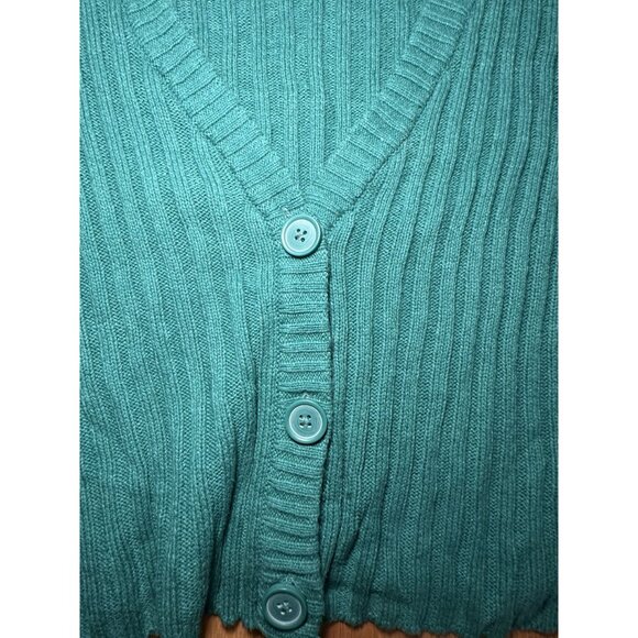 Green Cropped button Cardigan Size M - Picture 6 of 8